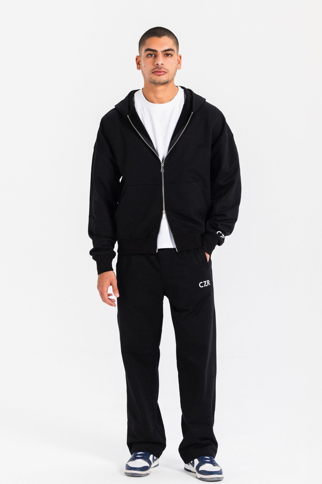 Zip-Up Hoodie – Black Hoodie-Man CIZARO - Cizaro Jeans