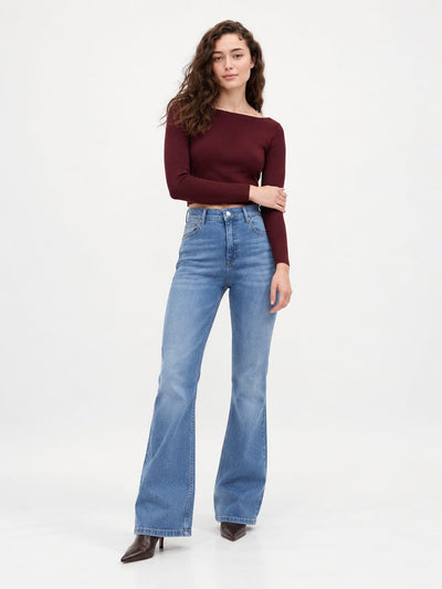 Flare – High-Waist Light Blue Jeans Flare CIZARO - Cizaro Jeans