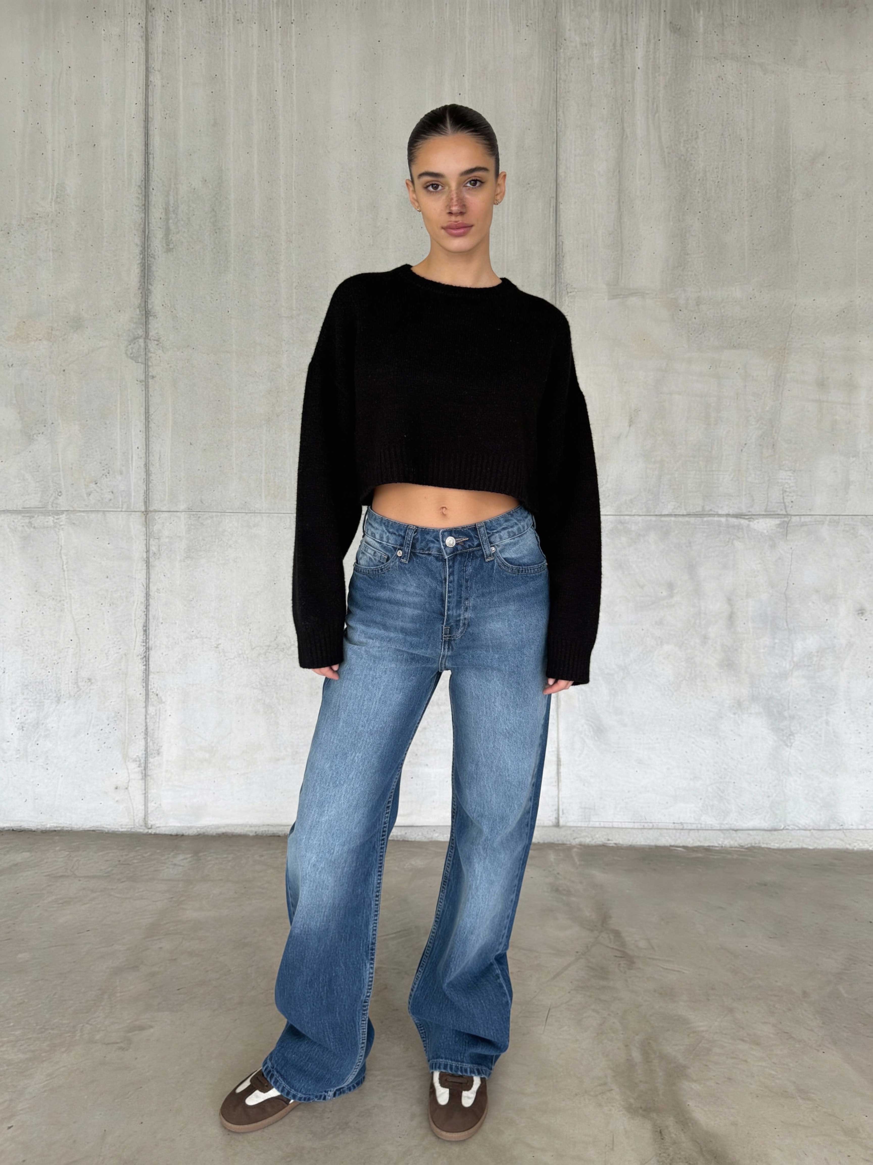 Ultra Comfort Wide Leg High-Waist – Ocean Blue Jeans wide leg CIZARO - Cizaro Jeans