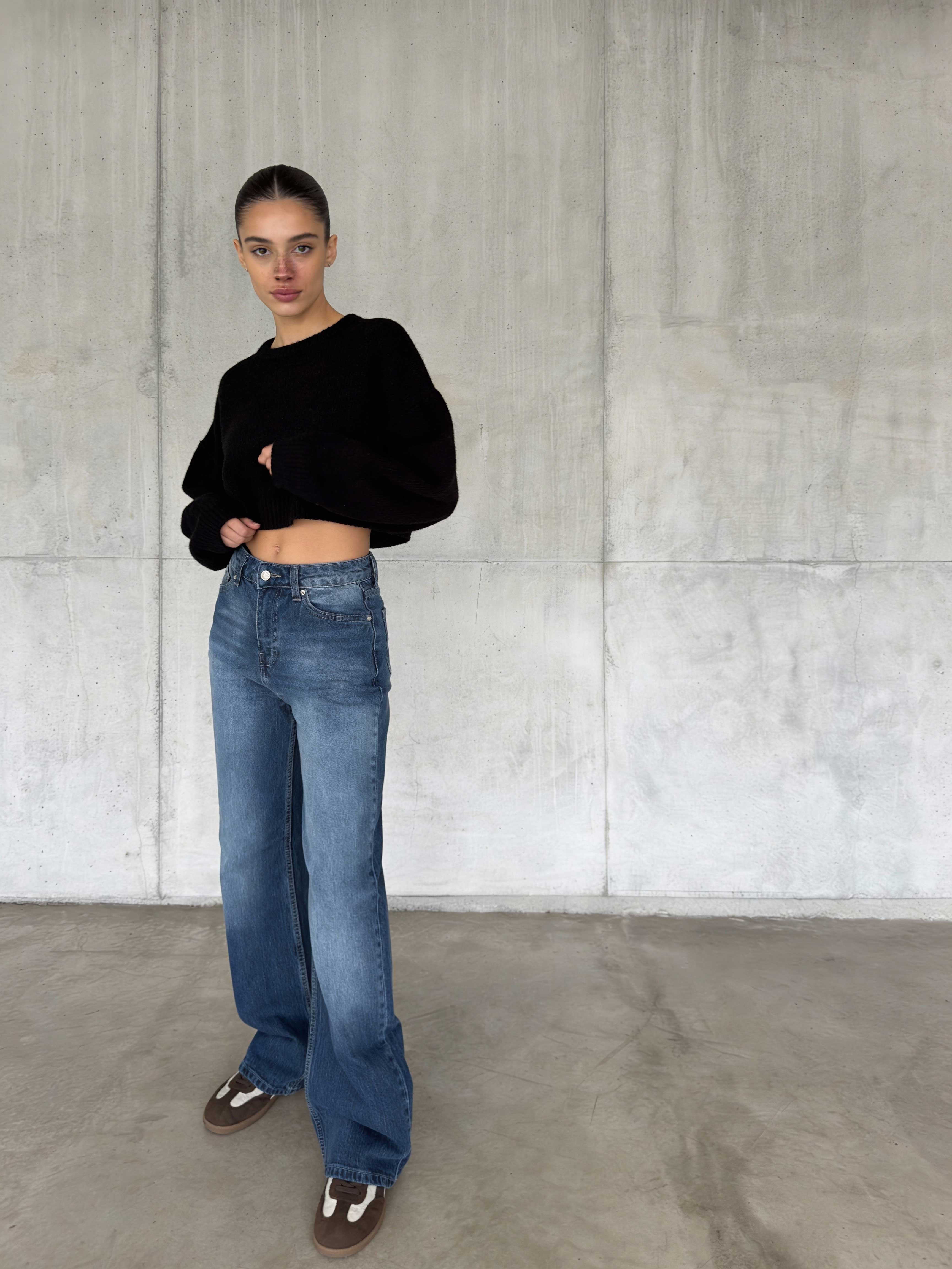 Ultra Comfort Wide Leg High-Waist – Ocean Blue Jeans wide leg CIZARO - Cizaro Jeans