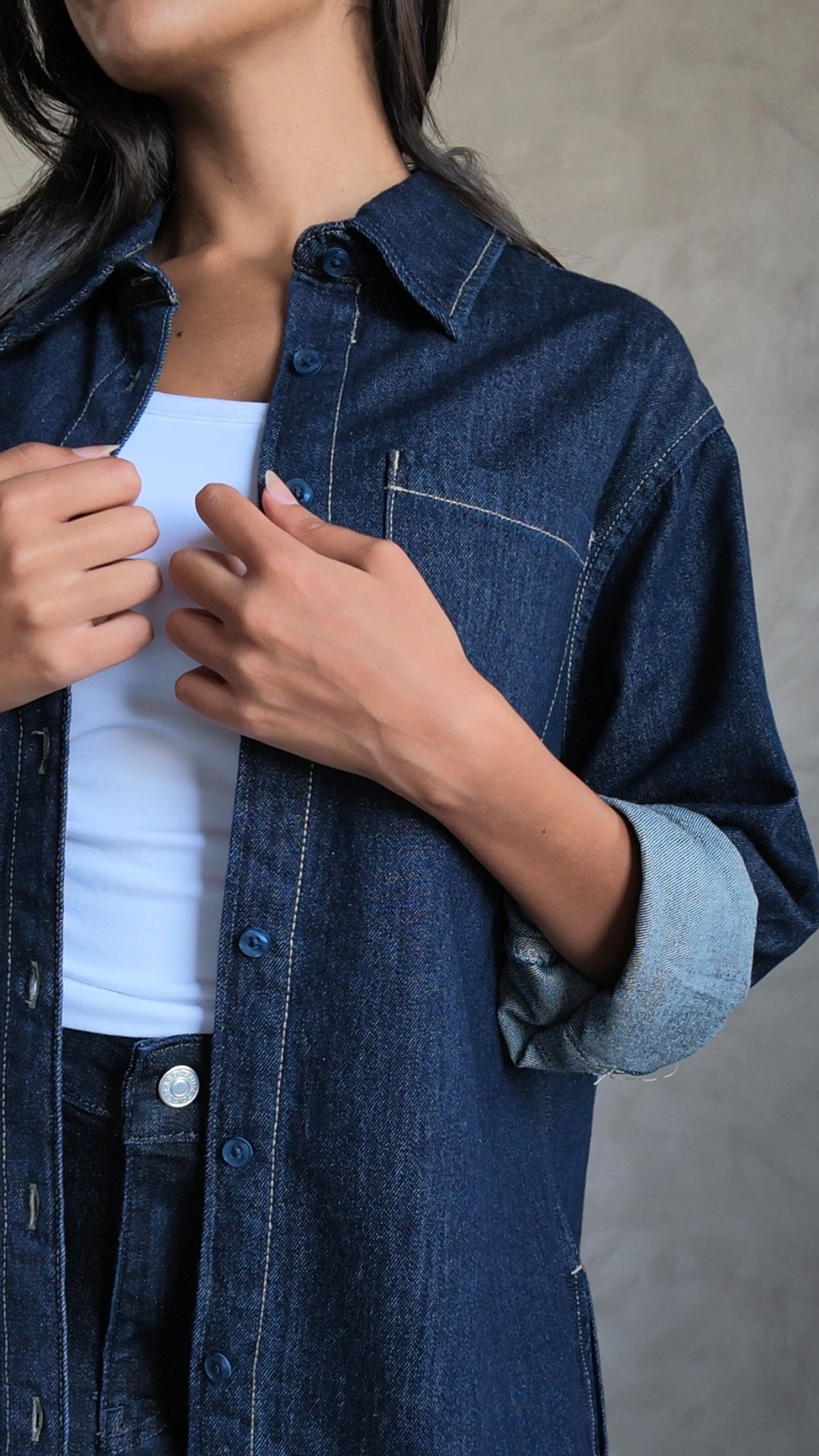 Oversized Denim Shirt – Raw Denim Shirt CIZARO - Cizaro Jeans