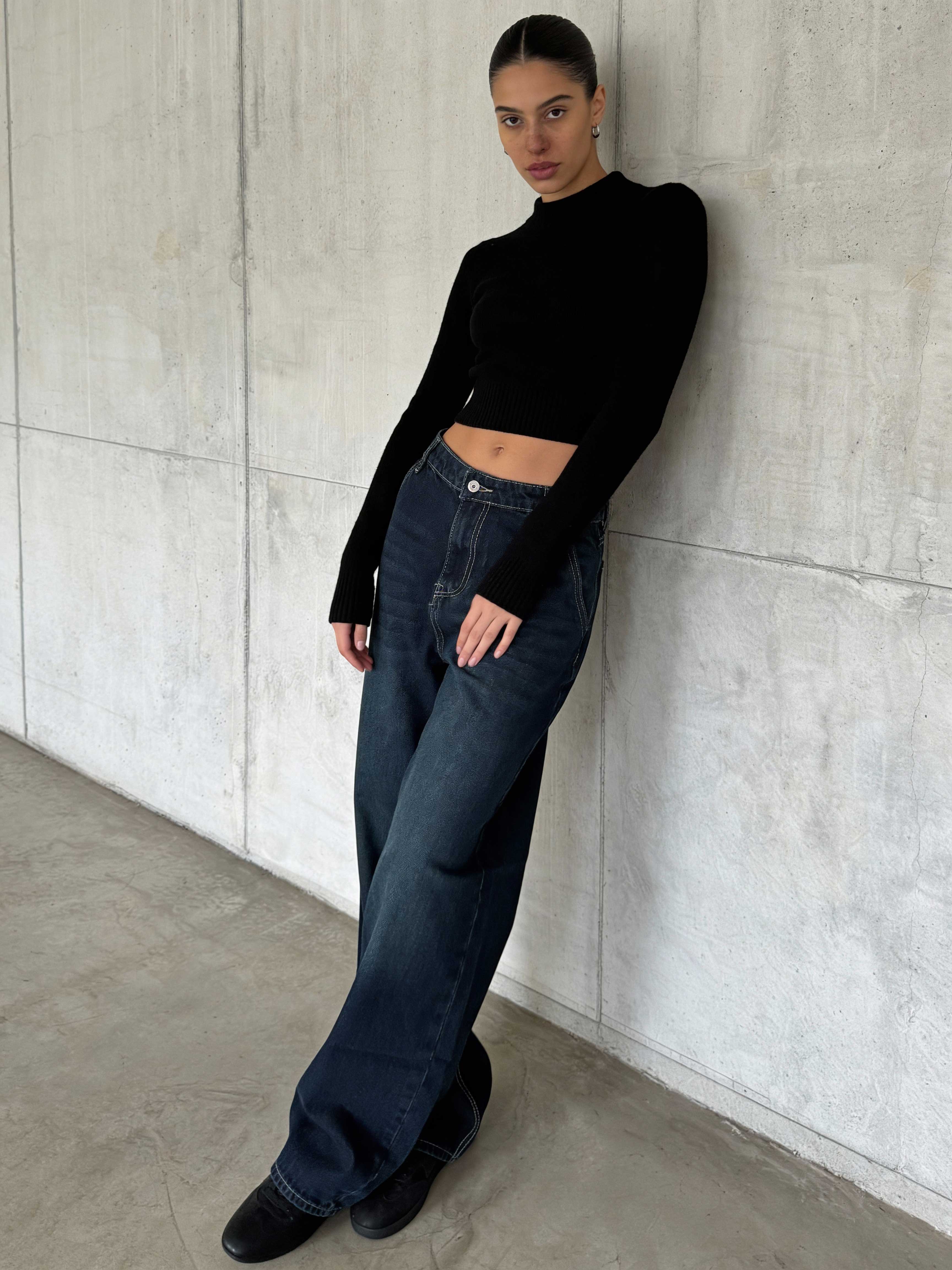 Skater – High-Waist Deep Vintage Green Jeans skater CIZARO - Cizaro Jeans