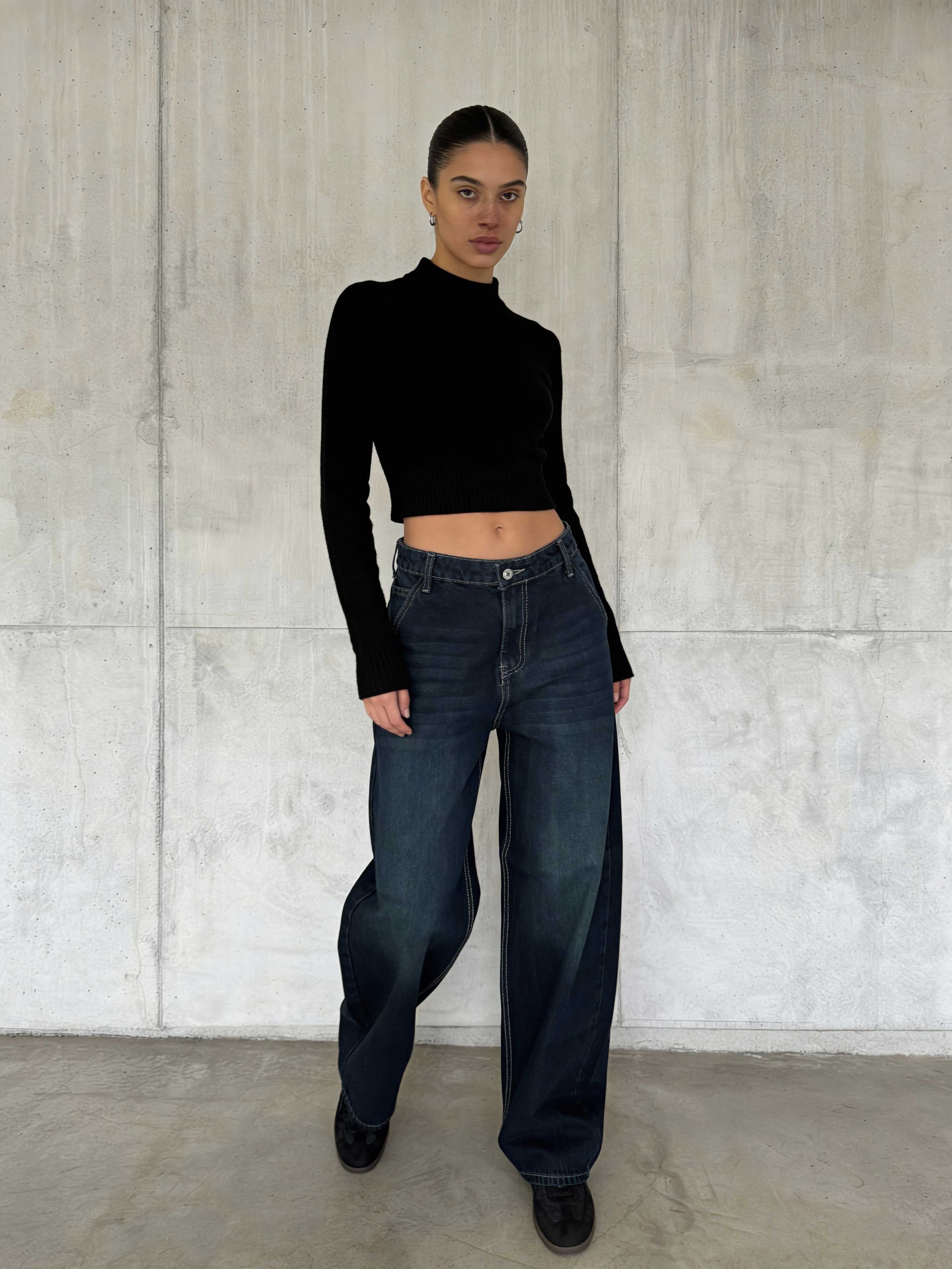 Skater – High-Waist Deep Vintage Green Jeans skater CIZARO - Cizaro Jeans