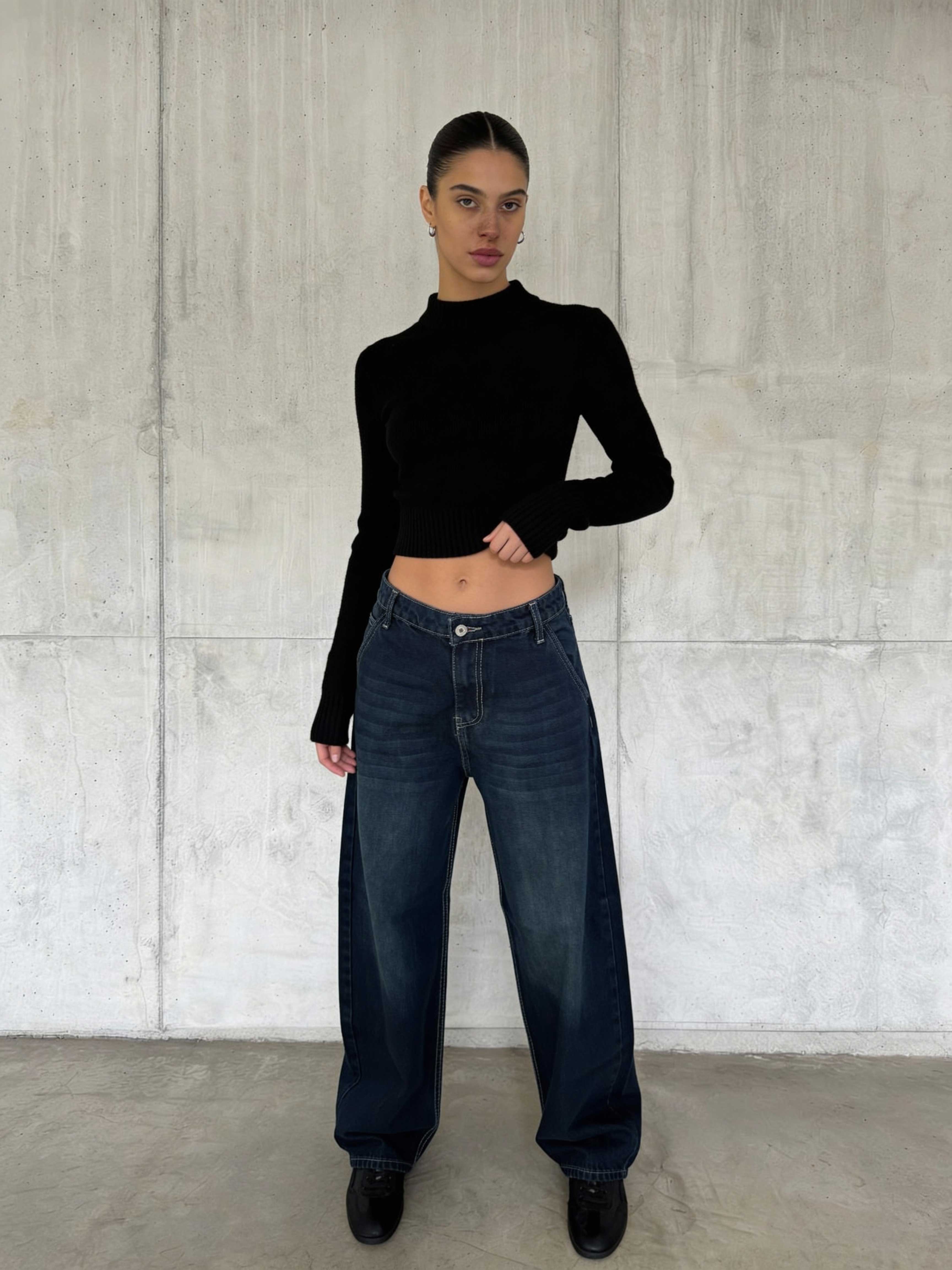 Skater – High-Waist Deep Vintage Green Jeans skater CIZARO - Cizaro Jeans