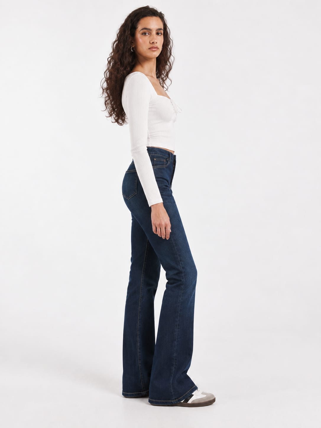 Slim Flare High-Waist Midnight Vintage green Jeans Flare CIZARO - Cizaro Jeans