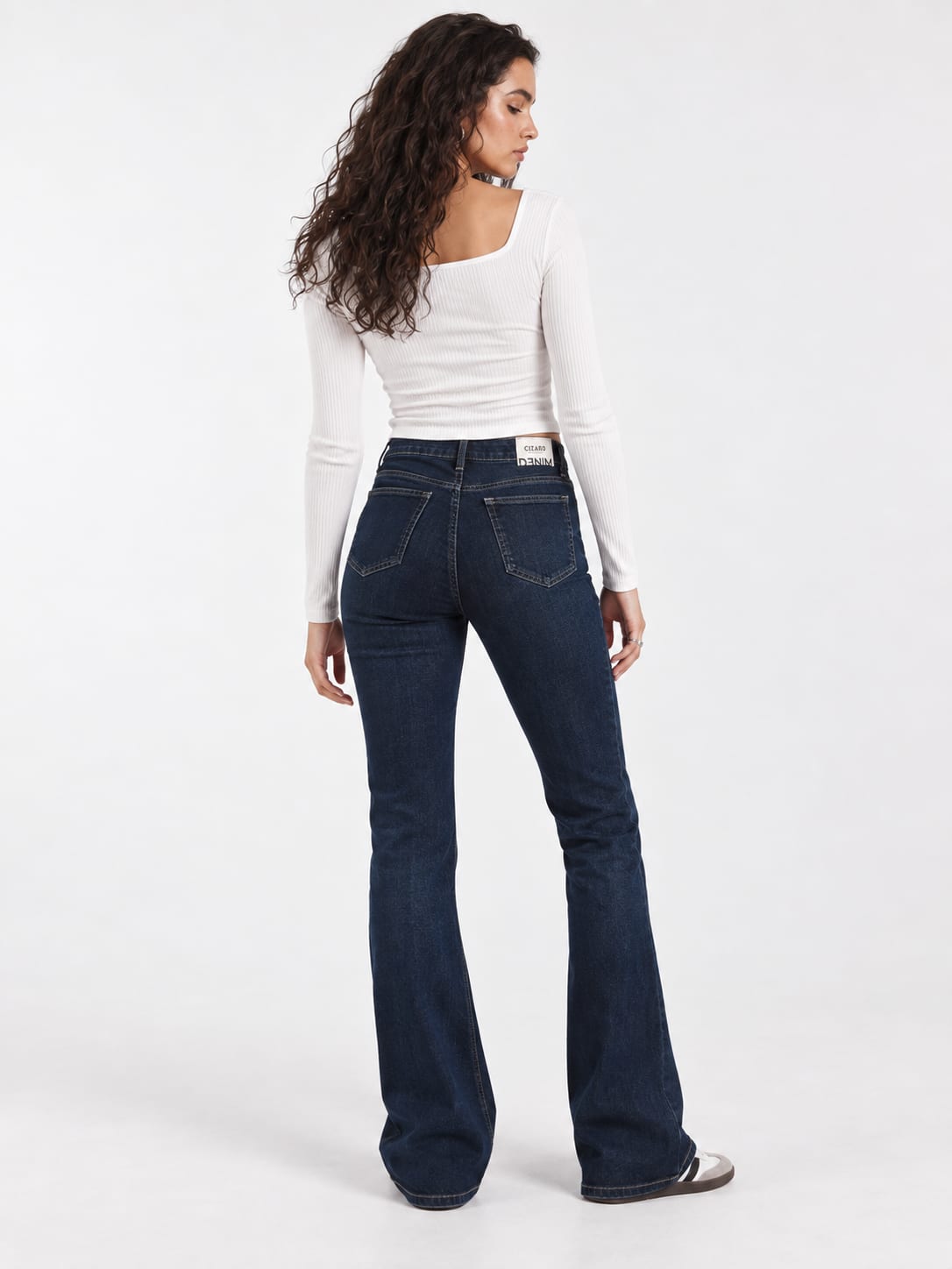 Slim Flare High-Waist Midnight Vintage green Jeans Flare CIZARO - Cizaro Jeans
